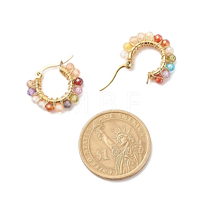 Cubic Zirconia Round Beads Braided Hoop Earrings EJEW-JE04868-1