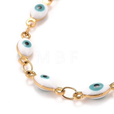 Enamel Horse Eye Link Chains Bracelet BJEW-P271-05G-03-1