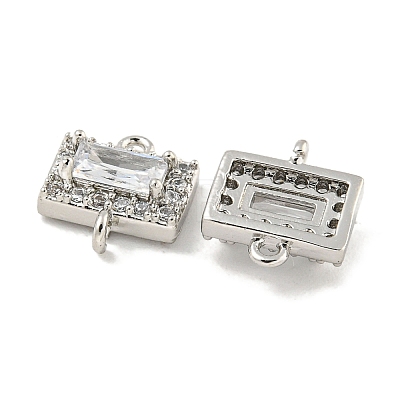 Brass Pave Clear Cubic Zirconia Connector Charms KK-P275-44P-1