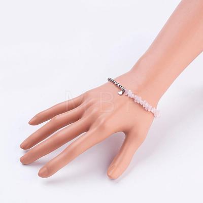 Natural Rose Quartz Bracelets BJEW-JB03221-01-1