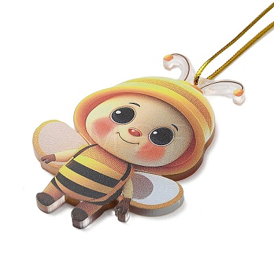 Cute Bees Acrylic Pendant Decoration HJEW-G026-01A-1