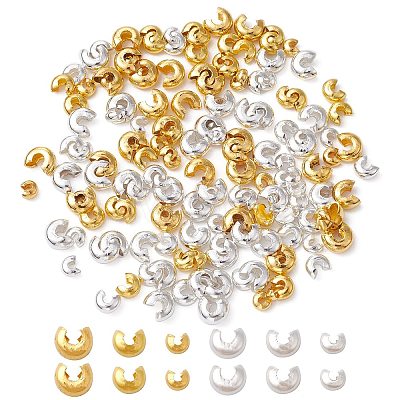 300Pcs 6 Styles Brass Crimp Beads Covers KK-CJ0001-93-1
