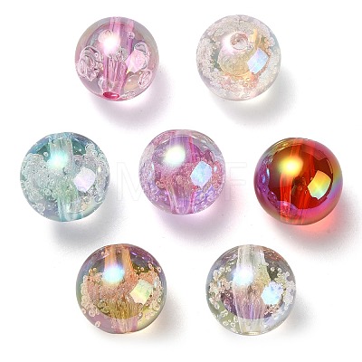 UV Plating Transparent Rainbow Iridescent Acrylic Beads X-TACR-D010-07-1