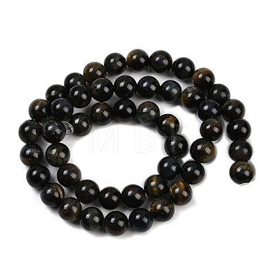Natural Yellow Blue Tiger Eye(Dyed & Heated) Bead Strands G-P230-07-6mm-AB-1
