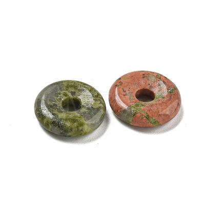 Natural Unakite Donut/Pi Disc Charms G-G142-01I-1