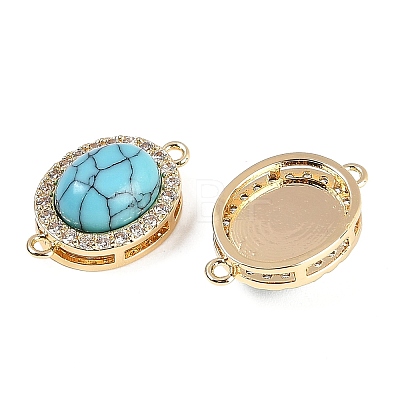 Synthetic Turquoise Oval Connector Charms KK-U043-50G-03-1