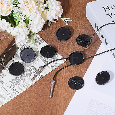 CHGCRAFT 8Pcs Alloy Blank Bolo Tie Round Slider Pack FIND-CA0009-18EB-1