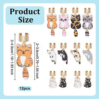 12Pcs 12 Styles Cat Alloy Enamel Stethoscope Pendant Decorations HJEW-OC00132-1