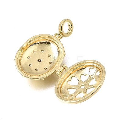 Brass Micro Pave Clear Cubic Zirconia Diffuser Locket Pendants KK-A303-28B-G-1