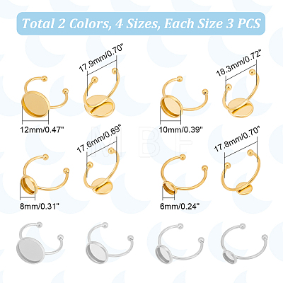 Unicraftale 24Pcs 8 Styles Stainless Steel Ring Components STAS-UN0047-48-1
