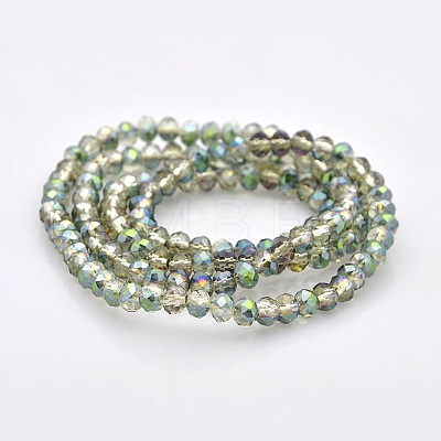 Half Rainbow Plated Faceted Rondelle Electroplate Glass Beads Strands GLAA-A024C-HR01-1