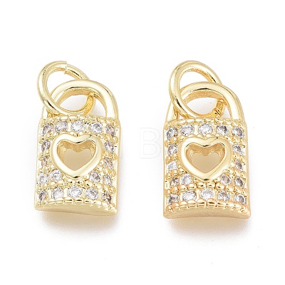 Brass Micro Pave Clear Cubic Zirconia Charms ZIRC-Q024-01G-1