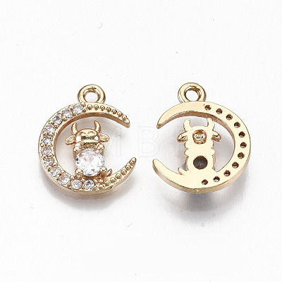 Brass Micro Pave Cubic Zirconia Pendants KK-S359-012-RS-1