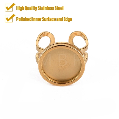 201 Stainless Steel Cuff Ring Findings STAS-S080-040C-G-1