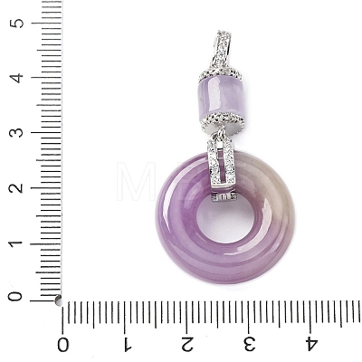 Dyed Natural Myanmar Jade Flower Column Donut Pendants KK-Q050-04-1