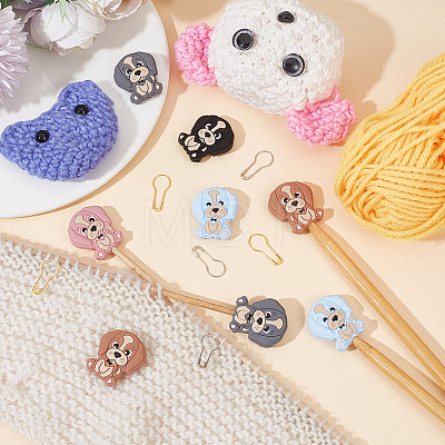  DIY Dog Silicone Beads Knitting Needle Protectors/Knitting Needle Stoppers with Stitch Markerss IFIN-NB0001-56-1