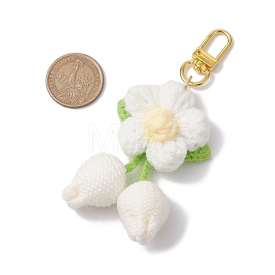 Handmade Crochet Cotton Cherry Flower Hanging Ornaments HJEW-JM02667-05-1