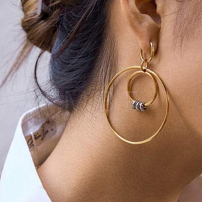 304 Stainless Steel Hoop Dangle Earrings WG8FBF3-02-1
