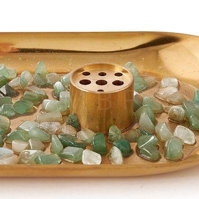 Natural Gemstone Chips with Brass Incense Burner Holder DJEW-G027-19RG-02-1