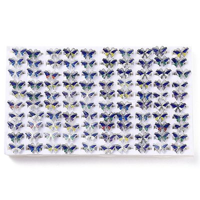 100Pcs Butterfly Adjustable Mood Ring RJEW-B029-06-1