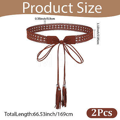 1Pc Bohemian Imitation Leather Tassel Wrap Chain Belts AJEW-CL0006-22-1