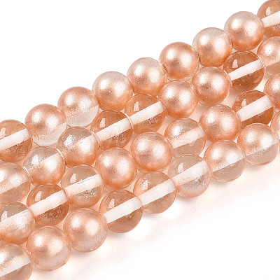 Baking Paint Transparent Glass Beads Strands DGLA-N011-8mm-04-1