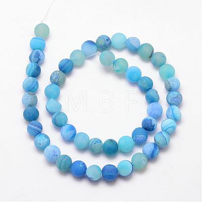 Natural Druzy Geode Agate Bead Strands G-K166-09-8mm-06-1