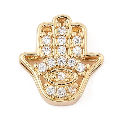 Brass Micro Pave Clear Cubic Zirconia Slide Charms ZIRC-I068-34G-1