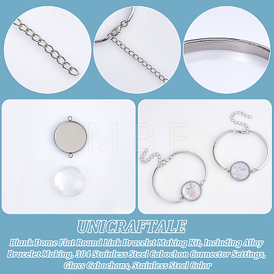 Unicraftale Blank Dome Flat Round Link Bracelet Making Kit DIY-UN0004-60-1