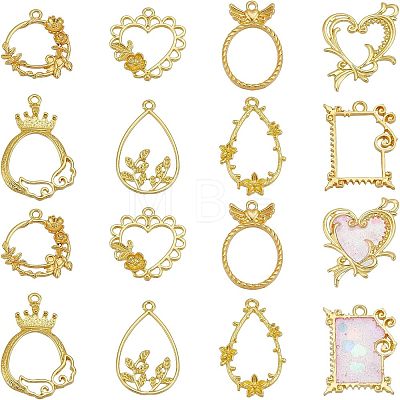 Olycraft 32Pcs 8 Style Alloy Open Back Bezel Pendants PALLOY-OC0002-86-1