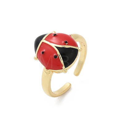 Brass Enamel Cuff Rings for Women RJEW-A059-03G-1