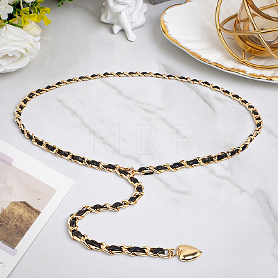 1Pc Alloy PU Leather Braided Waist Chains for Woman AJEW-CL0005-49B-1