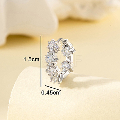 Star Brass Cubic Zirconia Hoop Earrings FS-WG82235-01-1