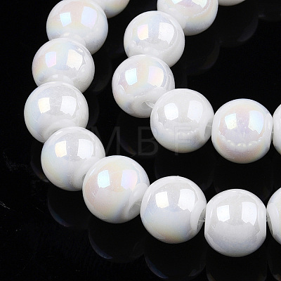 Electroplate Opaque Glass Beads Strands GLAA-T032-P6mm-AB02-1