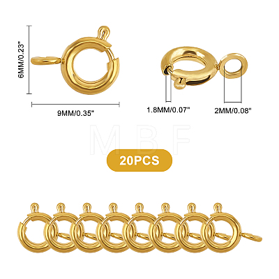 Unicraftale Vacuum Plating 304 Stainless Steel Spring Ring Clasps STAS-UN0006-31G-1