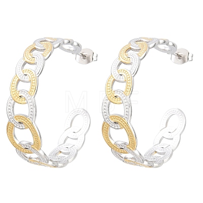 304 Stainless Steel Oval Stud Earrings for Women SA-CBA45D5-31GP-1