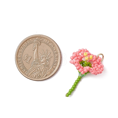 Glass Seed Beaded Flower Pendants PALLOY-MZ01171-1