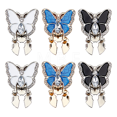 6Pcs 3 Colors Alloy Rhinestone Cufflinks BUTT-ME0001-52-1