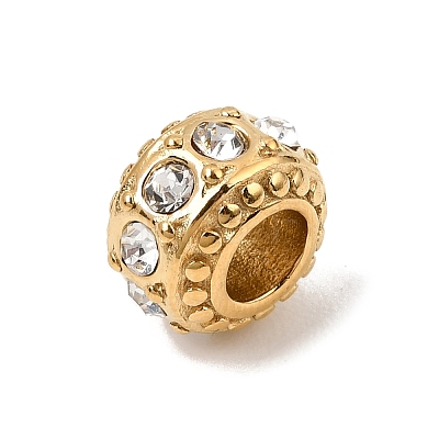 304 Stainless Steel with Crystal Rhinestone European Beads RB-CBAC900-04G-1