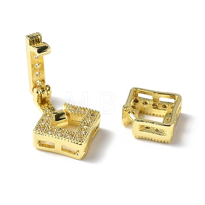 Rack Plating Brass Micro Pave Clear Cubic Zirconia Fold Over Clasps KK-G448-01G-1