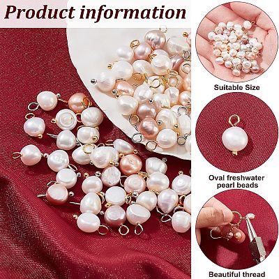  80pcs 4 Styles Natural Cultured Freshwater Pearl Charms PEAR-NB0001-65-1