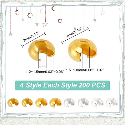 ARRICRAFT 800Pcs 4 Style Brass Crimp Beads Covers KK-AR0003-69-1