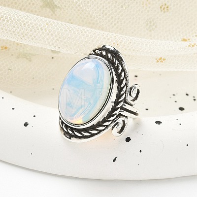 Opalite Adjustable Rings RJEW-I108-01AS-05-1