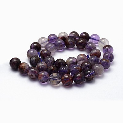 Natural Cacoxenite Amethyst Beads Strands G-K285-39-6mm-1