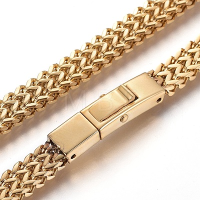 304 Stainless Steel Mesh Chain Necklaces NJEW-L161-01G-1