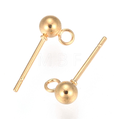 202 Stainless Steel Ball Stud Earring Findings STAS-F141-06G01-2mm-1