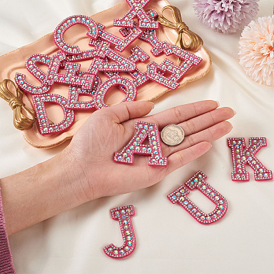 Alphabet Resin Rhinestone Patches DIY-TAC0005-45C-1