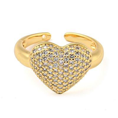 Brass Micro Pave Cubic Zirconia Open Finger Ring RJEW-C069-09G-1