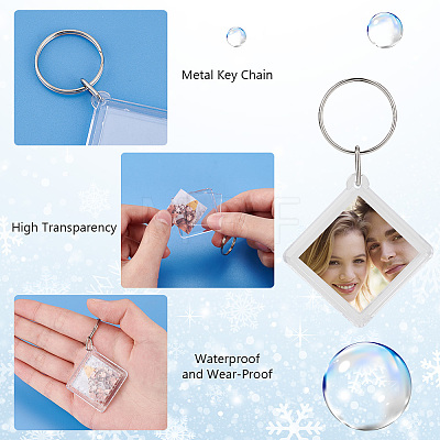   30Pcs Transparent Acrylic Photo Frame Keychain KEYC-PH0002-03-1