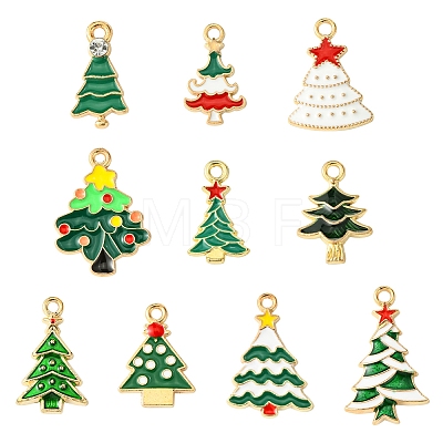 20Pcs 10 Styles Christmas Alloy Enamel Pendants FIND-FS0002-64-1